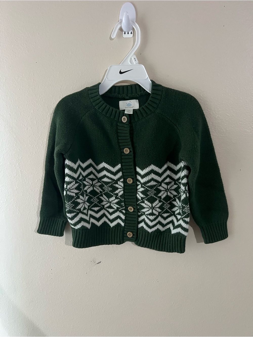 cloud island Dark Green Fair Isle Button Cardigan